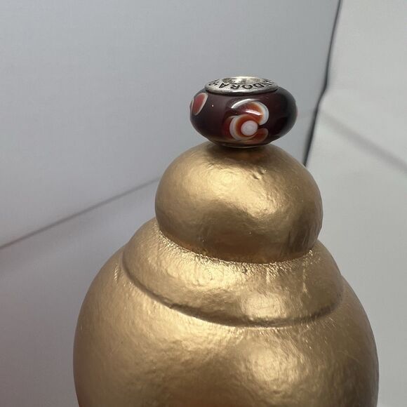 Pandora Sterling Silver Murano Glass Red Flowers for You Bead Charm 790646 925 - Picture 8 of 10